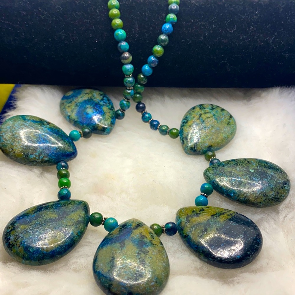 Tears Drop & Beads Turquoise Statement Necklace - image 1